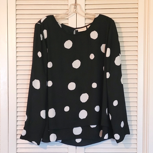 NWOT Chico's Sheer Black with white polka dots - Picture 1 of 16
